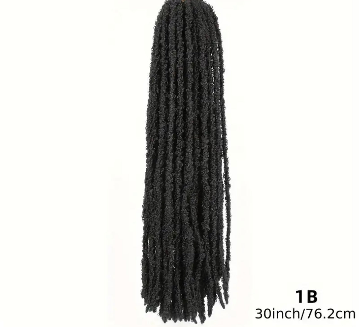 Butterfly Faux Locs 76.2cm Crochet Hair 10 Strands Handmade Dreadlocks Crochet Braid Synthetic Hair Extensions