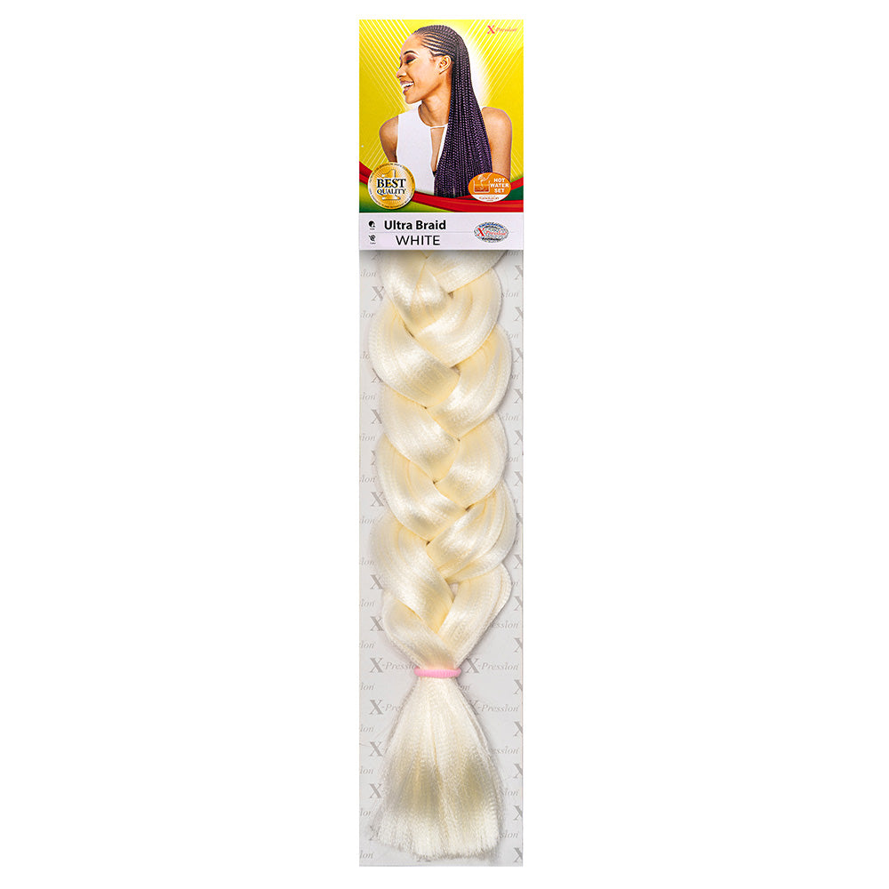 Color White X-PRESSION Ultra Braid hair extensions for braiding - 82 inches 160g