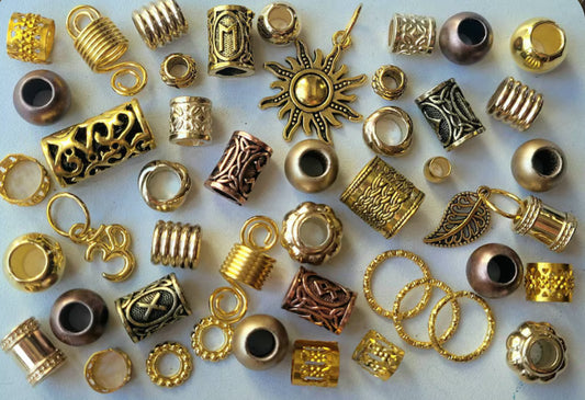 Golden Dreadlock Pendant and mixed Beads Hair Accessories