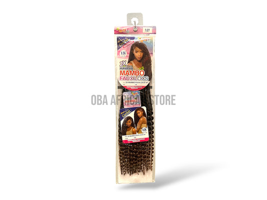 #1/27 - Black roots with curled brown tips Havana Mambo Faux Locs Handmade Crochet Interlocking Hair Extensions- 18 inches