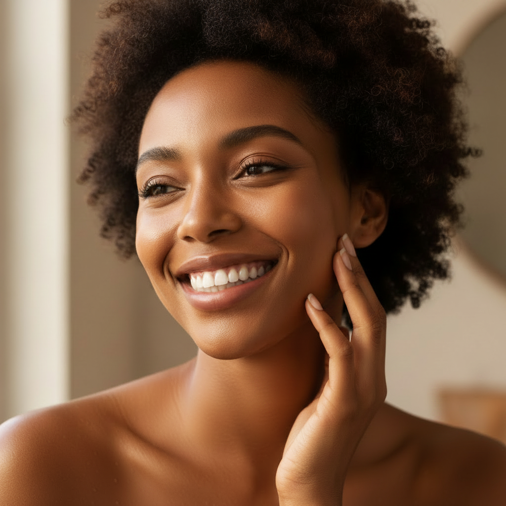Beautiful Black woman with moisturized glowing skin